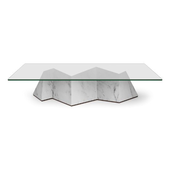 Emerie Zigzag Marble & Glass Coffee Table