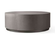 Handcrafted Round Leather-Top Coffee Table
