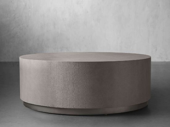Handcrafted Round Leather-Top Coffee Table