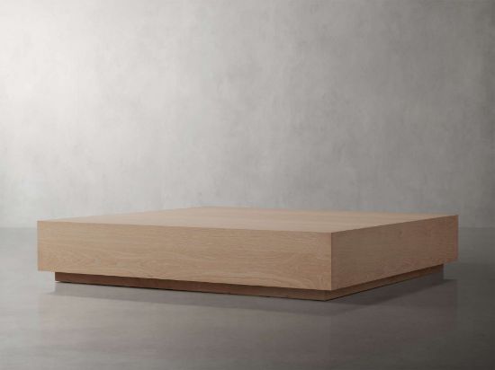 Handcrafted Oak Plinth Coffee Table with Contemporary Finish
