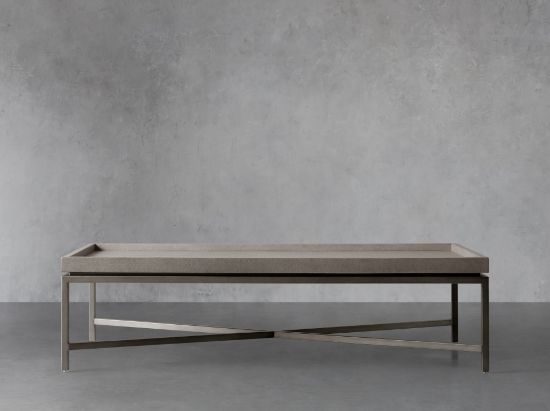 Shagreen-Pattern Leather & Steel Malone Coffee Table