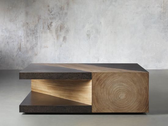 Almeria Wood & Oxidized Steel Coffee Table
