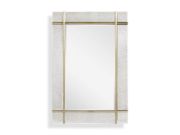 Antiqued Geometric Mirror with Brass Trim