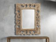 Hand-Carved Teak Frame Wall Mirror