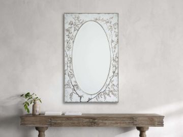 Hand-Painted Floral Glass Wall Mirror Hand-Painted Floral Glass Wall Mirror