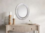 Oval Wall Mirror with Century Marble Inlay