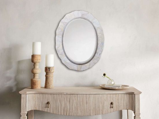 Oval Wall Mirror with Century Marble Inlay