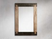 Solid Oak & Weathered Metal Wall Mirror