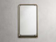 Brass-Framed Wall Mirror with Mango Wood Shelf