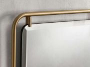 Brass-Framed Wall Mirror with Mango Wood Shelf