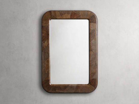 Wall Mirror with Natural Ash Wood Inlay