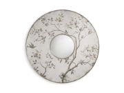 Hand-Painted Round Wall Mirror with Floral Motif