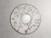 Hand-Painted Round Wall Mirror with Floral Motif