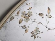 Hand-Painted Round Wall Mirror with Floral Motif