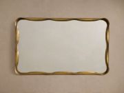Rectangular Wall Mirror with Hand-Hammered Brass Frame