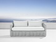 Woven Outdoor Sofa with Plush Poly Fabric