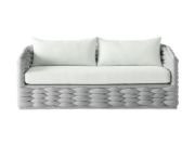 Woven Outdoor Sofa with Plush Poly Fabric