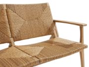Teak & Wicker Outdoor Sofa with Sleek Paddle Arms