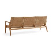 Teak & Wicker Outdoor Sofa with Sleek Paddle Arms