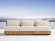 Three-Piece Teak Outdoor Sofa with Deep Cushions