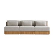 Three-Piece Teak Outdoor Sofa with Deep Cushions