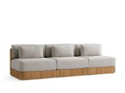 Three-Piece Teak Outdoor Sofa with Deep Cushions