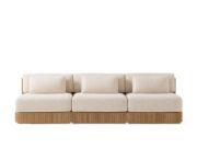 Three-Piece Teak Outdoor Sofa with Deep Cushions