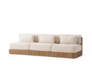 Three-Piece Teak Outdoor Sofa with Deep Cushions