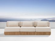 Three-Piece Teak Outdoor Sofa with Deep Cushions