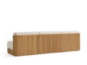 Three-Piece Teak Outdoor Sofa with Deep Cushions