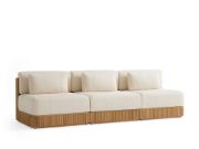 Three-Piece Teak Outdoor Sofa with Deep Cushions