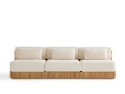 Three-Piece Teak Outdoor Sofa with Deep Cushions