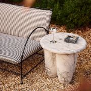Black Steel Outdoor Sofa with Striped Cushions
