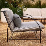Black Steel Outdoor Sofa with Striped Cushions
