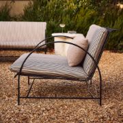 Black Steel Outdoor Sofa with Striped Cushions