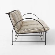 Black Steel Outdoor Sofa with Striped Cushions