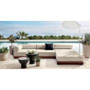 Modern Black & Mahogany Outdoor Sectional Sofa
