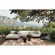 Modern Black & Mahogany Outdoor Sectional Sofa