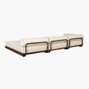 Modern Black & Mahogany Outdoor Sectional Sofa