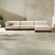 Modern Black & Mahogany Outdoor Sectional Sofa