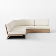 Curved Woven Outdoor Sectional Sofa with Pearl Cushions
