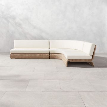 Curved Woven Outdoor Sectional Sofa with Pearl Cushions Curved Woven Outdoor Sectional Sofa with Pearl Cushions