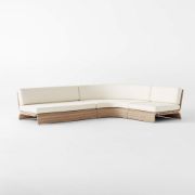 Curved Woven Outdoor Sectional Sofa with Pearl Cushions