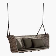 Hanging Outdoor Loveseat Swing with Handwoven Faux Rattan