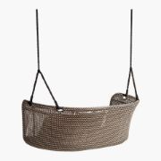 Hanging Outdoor Loveseat Swing with Handwoven Faux Rattan