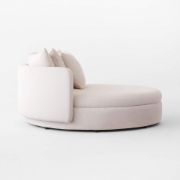 Curved White Bouclé Outdoor Daybed