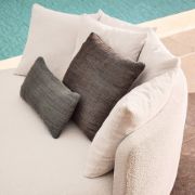 Curved White Bouclé Outdoor Daybed