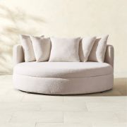 Curved White Bouclé Outdoor Daybed