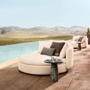 Curved White Bouclé Outdoor Daybed