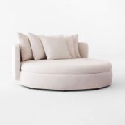 Curved White Bouclé Outdoor Daybed